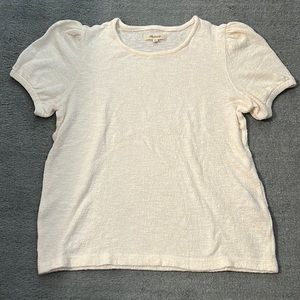 Madewell Cream Superlight Jaquard Puff Sleeve Cotton Short Sleeve Blouse - NWOT